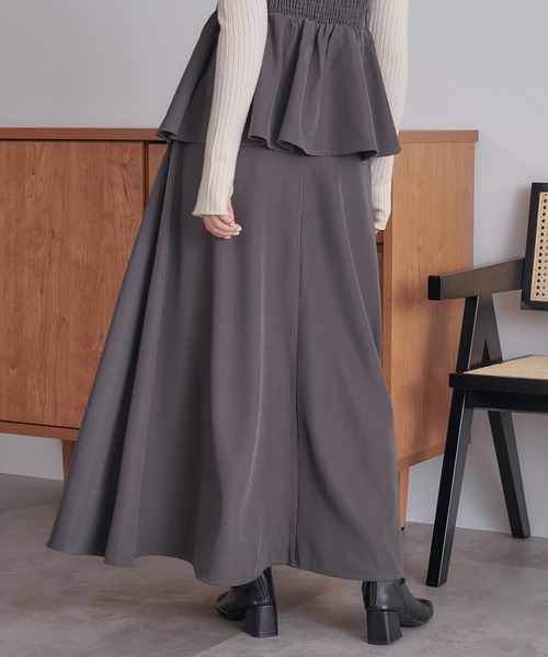soie by apres jour mignon(ソワバイアプレジュールミニョン)の「【soie by apres jour mignon】ペプラムキャミ×フレアスカートセット【ZOZOTOWN限定アイテム】(ワンピース・レディース・ブラウン系その他/グレー・フリー)」の13枚目の写真