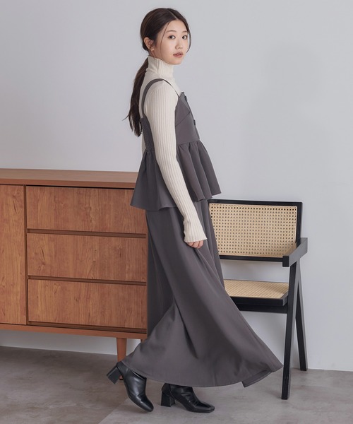 soie by apres jour mignon(ソワバイアプレジュールミニョン)の「【soie by apres jour mignon】ペプラムキャミ×フレアスカートセット【ZOZOTOWN限定アイテム】(ワンピース・レディース・ブラウン系その他/グレー・フリー)」の16枚目の写真