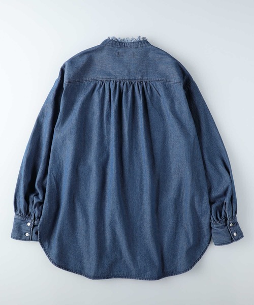 BACK NUMBER（バックナンバー）の「【BACK NUMBER】デニムフリンジネック長袖ブラウス（シャツ/ブラウス・レディース・ダークインディゴブルー・L/M）」の7枚目の写真