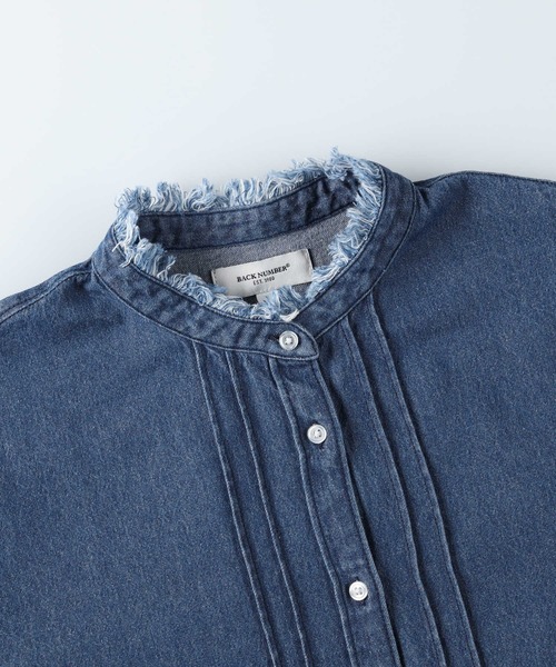 BACK NUMBER（バックナンバー）の「【BACK NUMBER】デニムフリンジネック長袖ブラウス（シャツ/ブラウス・レディース・ダークインディゴブルー・L/M）」の8枚目の写真