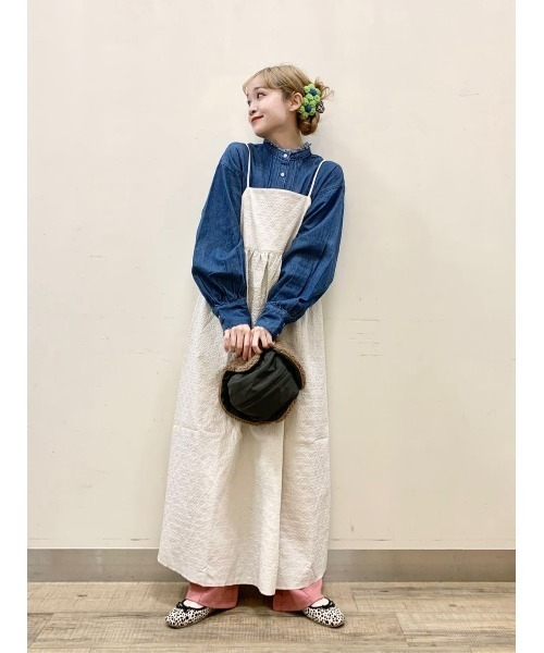 BACK NUMBER（バックナンバー）の「【BACK NUMBER】デニムフリンジネック長袖ブラウス（シャツ/ブラウス・レディース・ダークインディゴブルー・L/M）」の3枚目の写真