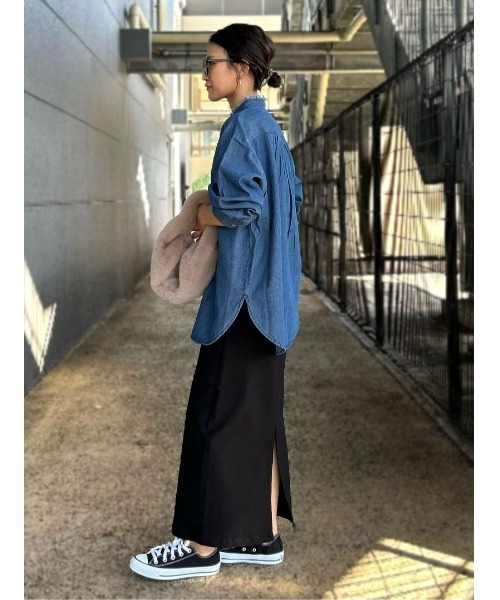 BACK NUMBER（バックナンバー）の「【BACK NUMBER】デニムフリンジネック長袖ブラウス（シャツ/ブラウス・レディース・ダークインディゴブルー・L/M）」の12枚目の写真