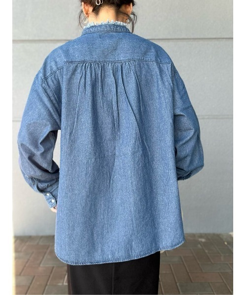 BACK NUMBER（バックナンバー）の「【BACK NUMBER】デニムフリンジネック長袖ブラウス（シャツ/ブラウス・レディース・ダークインディゴブルー・L/M）」の14枚目の写真