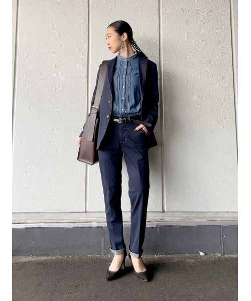 BACK NUMBER（バックナンバー）の「【BACK NUMBER】デニムフリンジネック長袖ブラウス（シャツ/ブラウス・レディース・ダークインディゴブルー・L/M）」の16枚目の写真