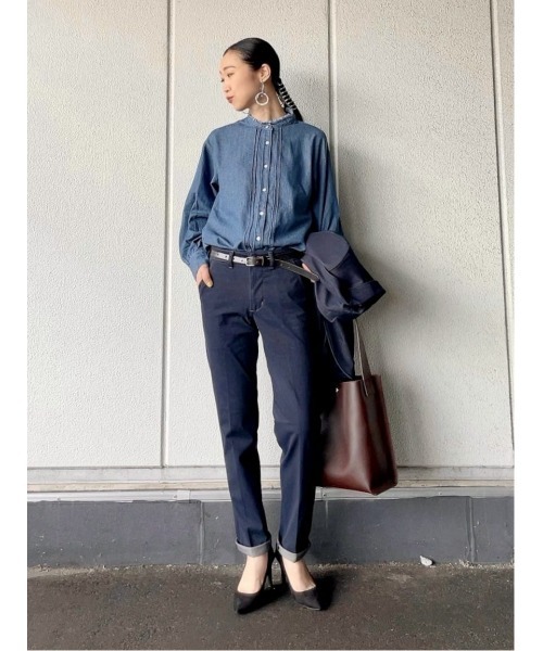 BACK NUMBER（バックナンバー）の「【BACK NUMBER】デニムフリンジネック長袖ブラウス（シャツ/ブラウス・レディース・ダークインディゴブルー・L/M）」の17枚目の写真