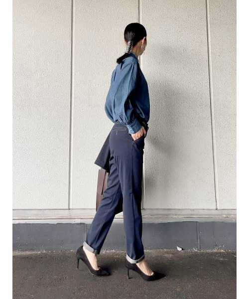 BACK NUMBER（バックナンバー）の「【BACK NUMBER】デニムフリンジネック長袖ブラウス（シャツ/ブラウス・レディース・ダークインディゴブルー・L/M）」の18枚目の写真