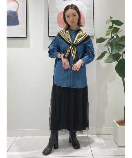 BACK NUMBER（バックナンバー）の「【BACK NUMBER】デニムフリンジネック長袖ブラウス（シャツ/ブラウス・レディース・ダークインディゴブルー・L/M）」の20枚目の写真