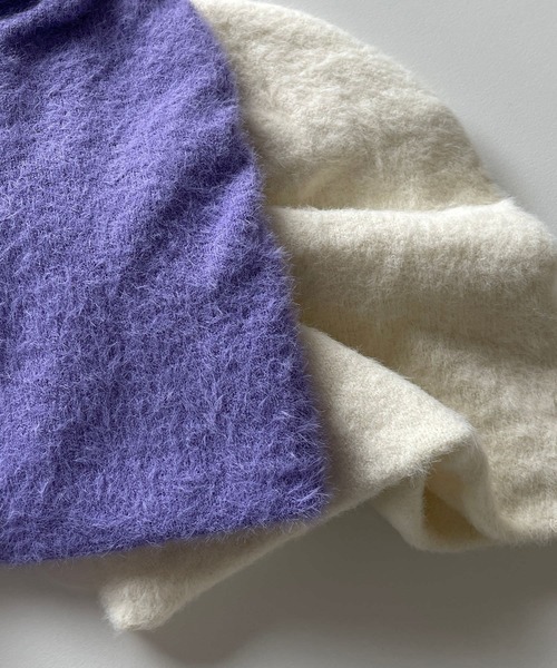 wee9s(ウィークス)の「winter buddy beanie / ウィンターバディービーニー(ニットキャップ/ビーニー・レディース・ブラック/アイボリー/パープル・FREE)」の4枚目の写真