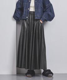 ＜SACRA＞フェイクレザー マキシスカート