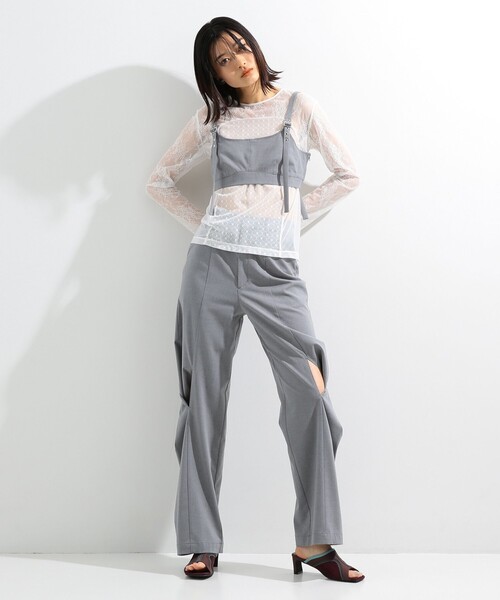 Ray BEAMS（レイビームス）の「Ray BEAMS / ベルテッド ビスチェ（キャミソール・レディース・ライトグレー/ブラック・1/0）」の3枚目の写真