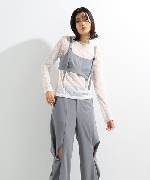 Ray BEAMS（レイビームス）の「Ray BEAMS / ベルテッド ビスチェ（キャミソール・レディース・ライトグレー/ブラック・1/0）」の6枚目の写真