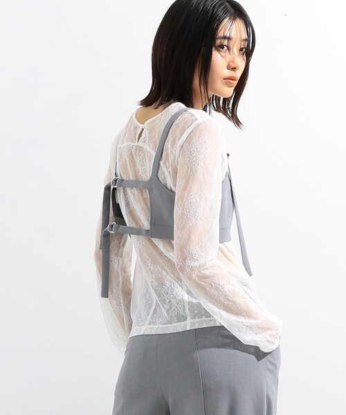 Ray BEAMS（レイビームス）の「Ray BEAMS / ベルテッド ビスチェ（キャミソール・レディース・ライトグレー/ブラック・1/0）」の7枚目の写真