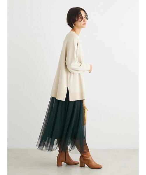 Green Parks(グリーンパークス)の「もちやわボートネックニットチュニック(チュニック・レディース・グリーン/グレー系その他/ライトベージュ・FREE)」の5枚目の写真