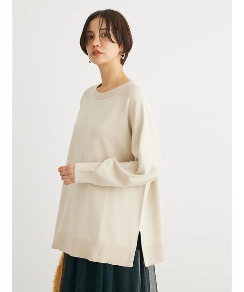 Green Parks(グリーンパークス)の「もちやわボートネックニットチュニック(チュニック・レディース・グリーン/グレー系その他/ライトベージュ・FREE)」の7枚目の写真