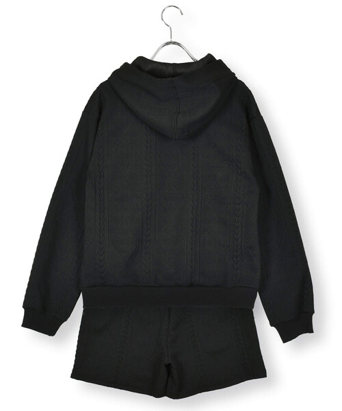 ZIDDY（ジディ）の「フード付きジャガードセットアップ(130~160cm)（セットアップ・キッズ・ブラック/ベージュ・150cm/140cm/130cm/FREE）」の9枚目の写真