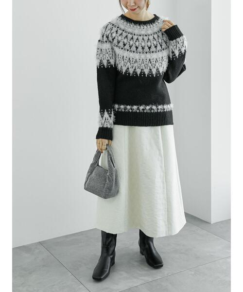 Te chichi（テチチ）の「フェアアイル柄ニットプルオーバー（ニット/セーター・レディース・オフホワイト/ブラック・F）」の7枚目の写真