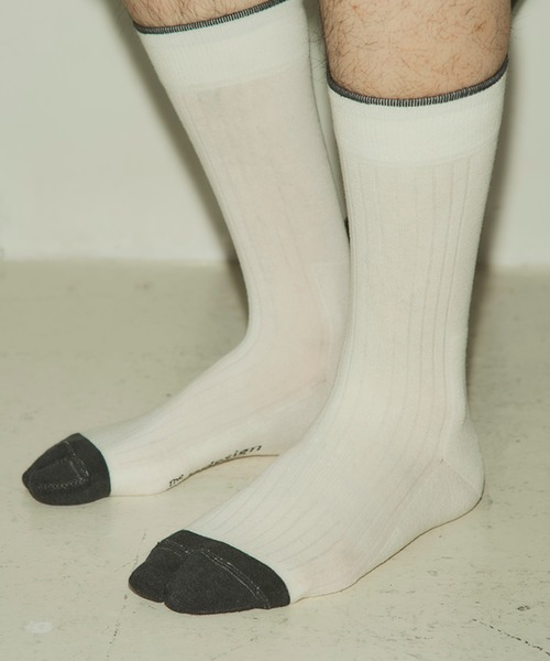 The Role design(ザロールデザイン)の「【 The Role design / ザ・ロールデザイン 】 BICOLOR RIB SOCKS MENS / バイカラー リブソックス メンズ(ソックス/靴下・メンズ・ブラック/ホワイト/グレー・FREE)」の1枚目の写真