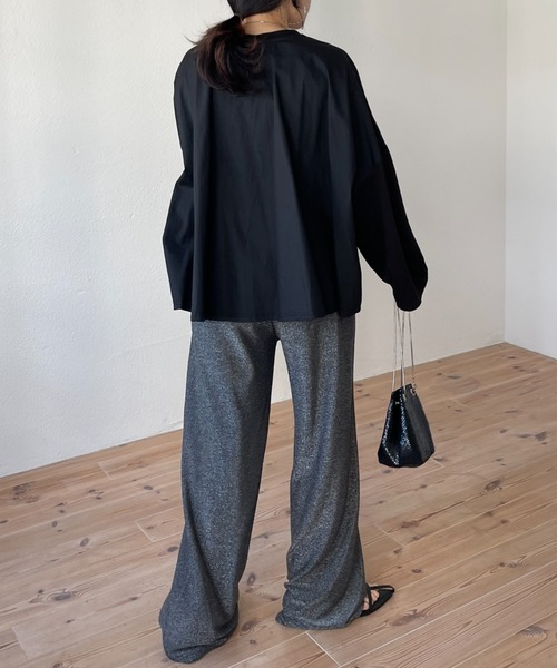wee9s（ウィークス）の「gather docking PO / ギャザードッキングプルオーバー（Tシャツ/カットソー・レディース・ブラック/ホワイト・FREE）」の7枚目の写真
