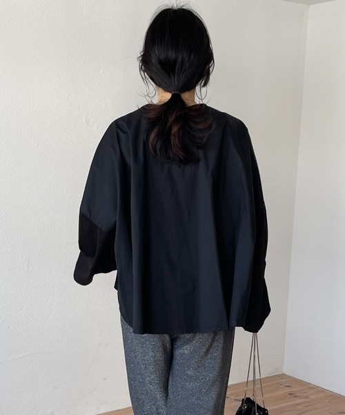 wee9s（ウィークス）の「gather docking PO / ギャザードッキングプルオーバー（Tシャツ/カットソー・レディース・ブラック/ホワイト・FREE）」の9枚目の写真