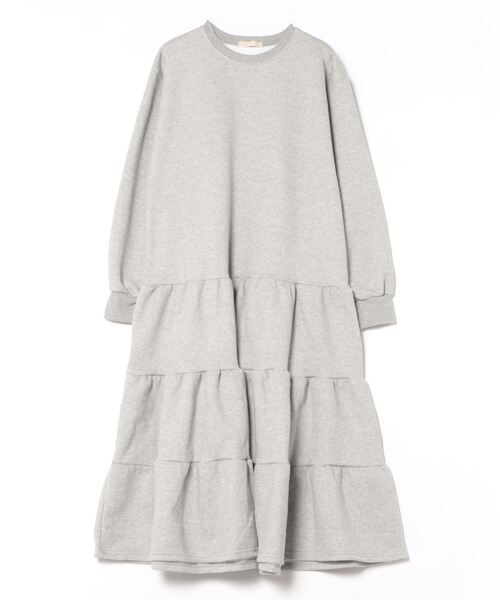 Q（キュー）の「裏起毛ティアードワンピース（ワンピース・レディース・ライトグレー/ブラック・MEDIUM）」の4枚目の写真