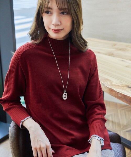 【洗える】配色ハイネックニットトップス（ニット/セーター）｜Tiaclasse（ティアクラッセ）