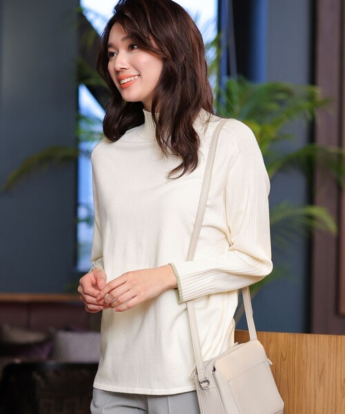 【洗える】配色ハイネックニットトップス（ニット/セーター）｜Tiaclasse（ティアクラッセ）