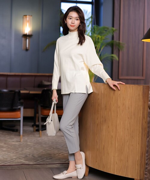 【洗える】配色ハイネックニットトップス（ニット/セーター）｜Tiaclasse（ティアクラッセ）