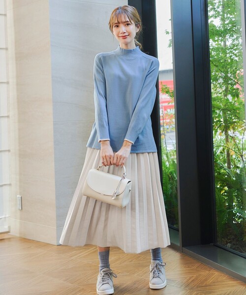 【洗える】配色ハイネックニットトップス（ニット/セーター）｜Tiaclasse（ティアクラッセ）