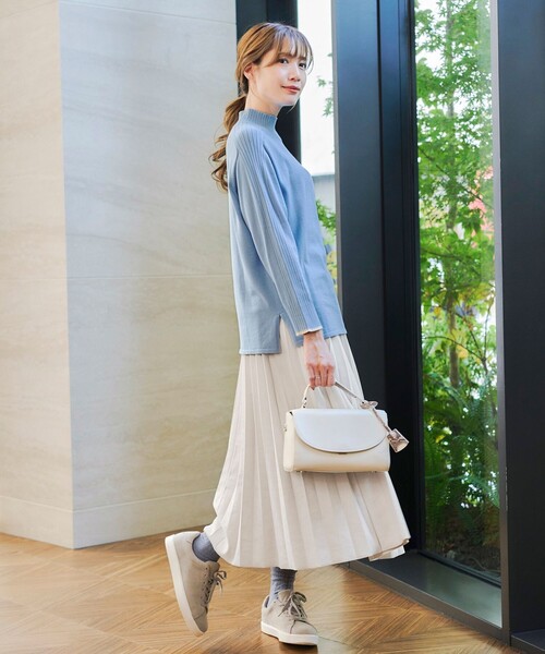 【洗える】配色ハイネックニットトップス（ニット/セーター）｜Tiaclasse（ティアクラッセ）