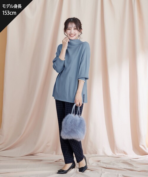 【洗える】配色ハイネックニットトップス（ニット/セーター）｜Tiaclasse（ティアクラッセ）