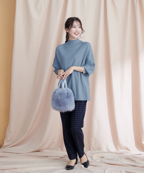 【洗える】配色ハイネックニットトップス（ニット/セーター）｜Tiaclasse（ティアクラッセ）