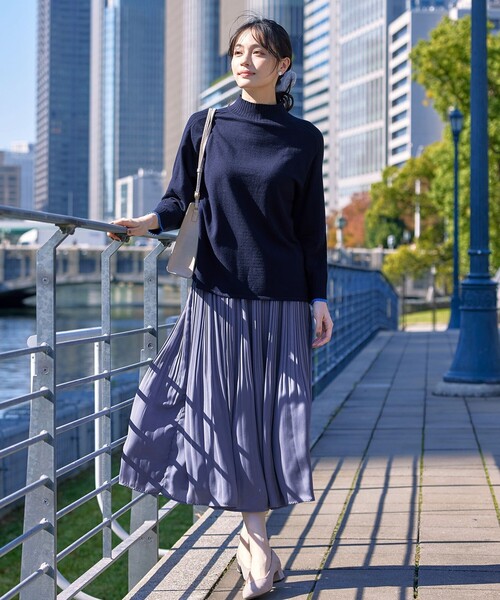 【洗える】配色ハイネックニットトップス（ニット/セーター）｜Tiaclasse（ティアクラッセ）