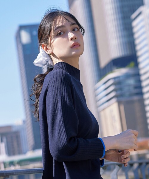 【洗える】配色ハイネックニットトップス（ニット/セーター）｜Tiaclasse（ティアクラッセ）