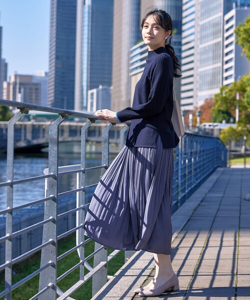 【洗える】配色ハイネックニットトップス（ニット/セーター）｜Tiaclasse（ティアクラッセ）