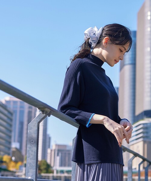 【洗える】配色ハイネックニットトップス（ニット/セーター）｜Tiaclasse（ティアクラッセ）