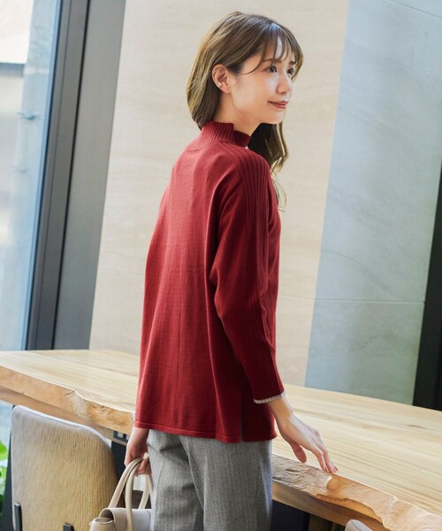 【洗える】配色ハイネックニットトップス（ニット/セーター）｜Tiaclasse（ティアクラッセ）