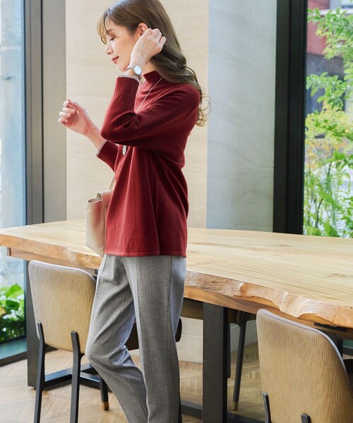 【洗える】配色ハイネックニットトップス（ニット/セーター）｜Tiaclasse（ティアクラッセ）