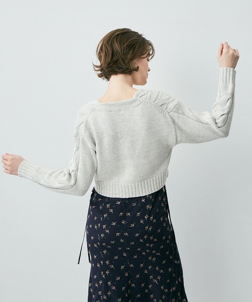 DEICY(デイシー)の「ケーブルデザインショートカーディガン(カーディガン/ボレロ・レディース・ピンク/オフホワイト/ライトグレー・FREE)」の17枚目の写真