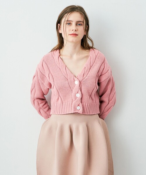 DEICY(デイシー)の「ケーブルデザインショートカーディガン(カーディガン/ボレロ・レディース・ピンク/オフホワイト/ライトグレー・FREE)」の19枚目の写真
