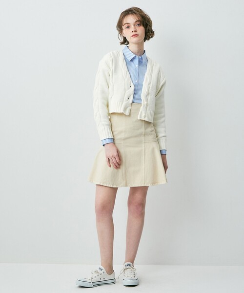 DEICY(デイシー)の「ケーブルデザインショートカーディガン(カーディガン/ボレロ・レディース・ピンク/オフホワイト/ライトグレー・FREE)」の7枚目の写真