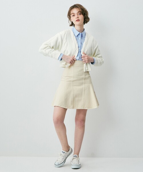 DEICY(デイシー)の「ケーブルデザインショートカーディガン(カーディガン/ボレロ・レディース・ピンク/オフホワイト/ライトグレー・FREE)」の8枚目の写真