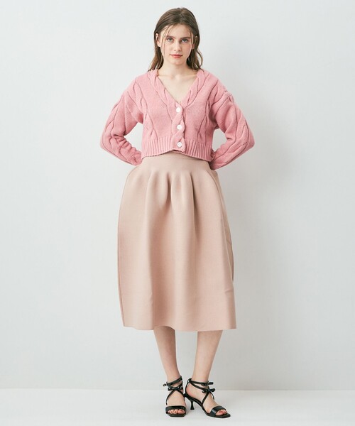 DEICY(デイシー)の「ケーブルデザインショートカーディガン(カーディガン/ボレロ・レディース・ピンク/オフホワイト/ライトグレー・FREE)」の10枚目の写真