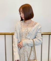 ケーブルデザインショートカーディガン