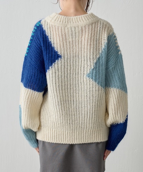 EN'DAY（エンディ）の「ENDAY/配色クルーニット（ニット/セーター・レディース・ブルー・FREE）」の20枚目の写真