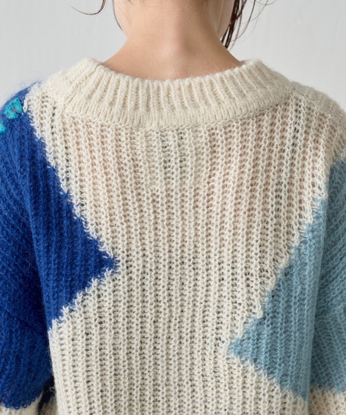 EN'DAY（エンディ）の「ENDAY/配色クルーニット（ニット/セーター・レディース・ブルー・FREE）」の13枚目の写真