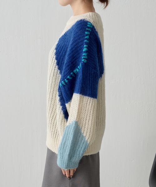 EN'DAY（エンディ）の「ENDAY/配色クルーニット（ニット/セーター・レディース・ブルー・FREE）」の15枚目の写真
