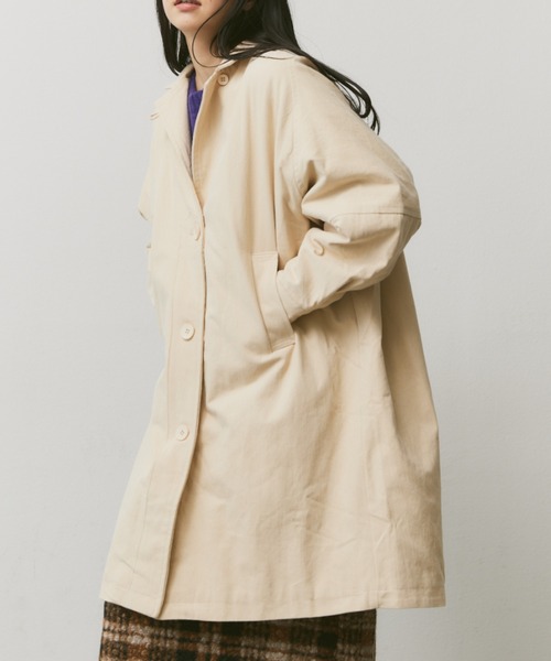 Libra Cue（リブラ キュー）の「中綿ミドルコート（チェスターコート・レディース・ブラック/ベージュ/アイボリー・FREE）」の2枚目の写真