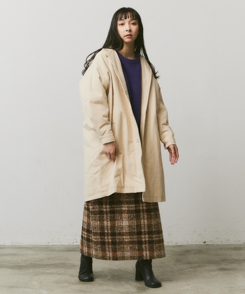 Libra Cue（リブラ キュー）の「中綿ミドルコート（チェスターコート・レディース・ブラック/ベージュ/アイボリー・FREE）」の6枚目の写真