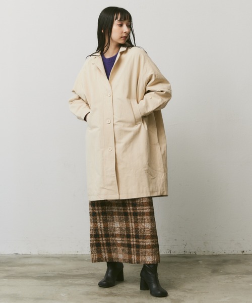 Libra Cue（リブラ キュー）の「中綿ミドルコート（チェスターコート・レディース・ブラック/ベージュ/アイボリー・FREE）」の8枚目の写真