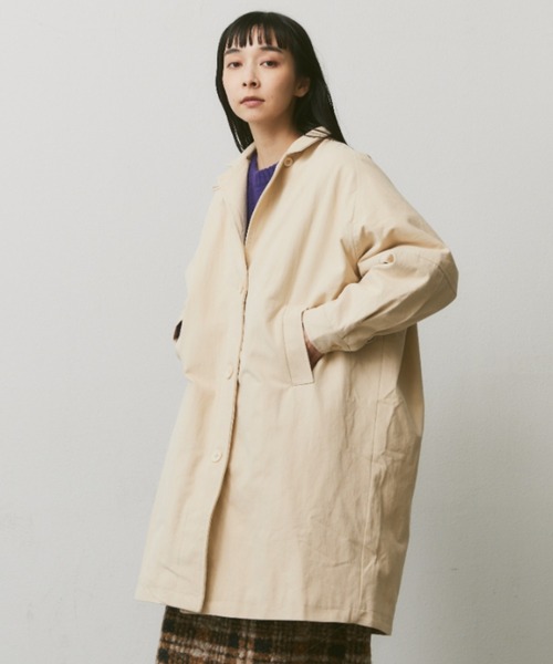 Libra Cue（リブラ キュー）の「中綿ミドルコート（チェスターコート・レディース・ブラック/ベージュ/アイボリー・FREE）」の4枚目の写真